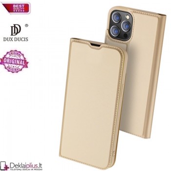 Dux Ducis dirbtinės odos atverčiamas dėklas - auksinės spalvos (telefonui Apple Iphone 13 Pro Max) Dux Ducis dirbtinės odos atverčiamas dėklas - auksinės spalvos (telefonui Apple Iphone 13 Pro Max)